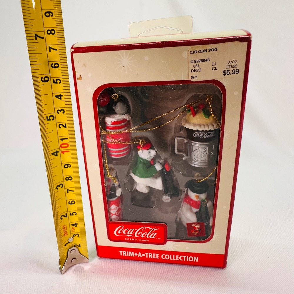 Vintage Coca-Cola Trim-A-Tree Collection 5 Piece Ornament Set Polar Bear Snowman - Picture 13 of 13